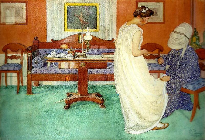 Carl Larsson brudtarnan- brudtarnebekymmer-lisbeth brudtarna oil painting picture